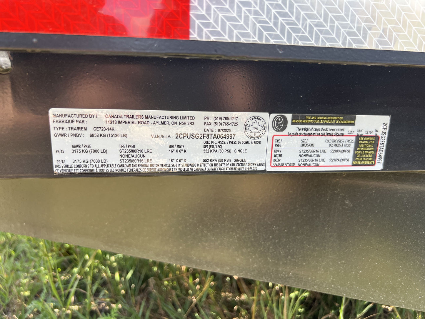 2026 Equipment Trailer (CE720-14K) 20'x7', GVWR: 15,000 lbs, #64997