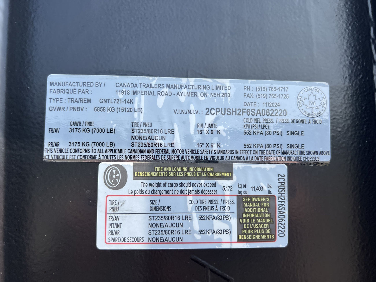 2024 Tilt Load Trailer (GNTL721-14K) 7'x12', GVWR: 15,120lbs, #62220