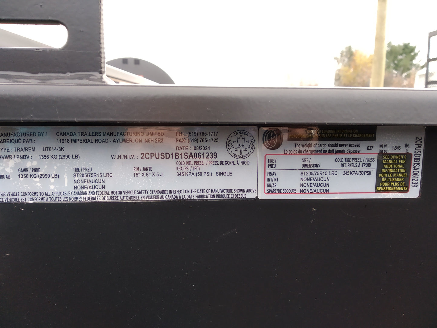 2025 Canada Trailers UT614-3K Utility Trailer 6x14 ft 2,990 lbs GVWR #61239