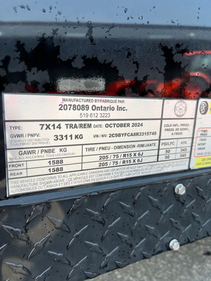 2024 Enclosed Aluminum Trailer, 7'x14', GVWR: 7,000lbs, #15749