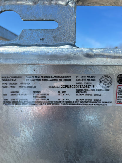 2026 Utility Trailer (UT714-12K), 7 x 14, GVWR 9,900lbs, #64718