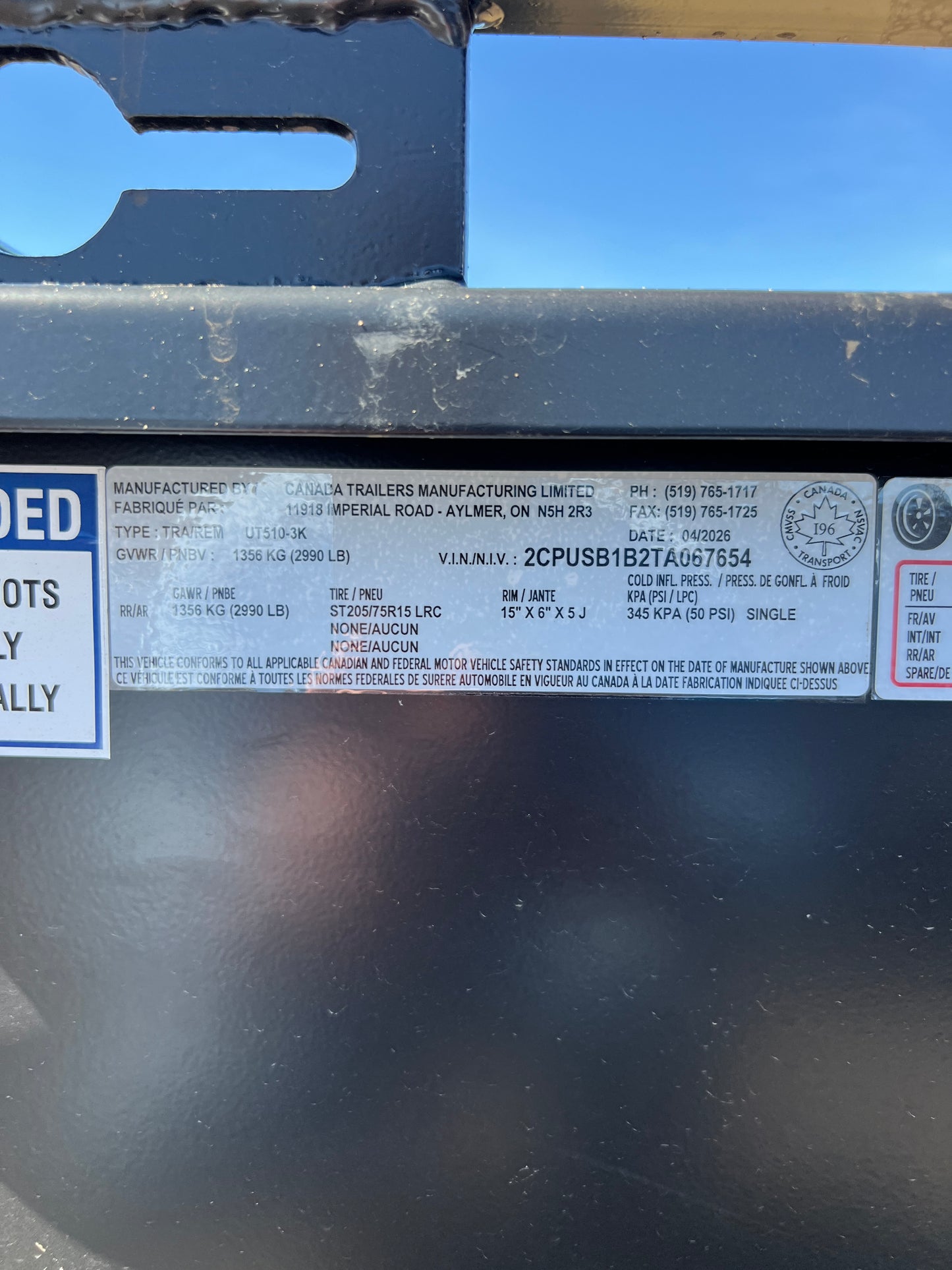 Utility Trailer, 14 by 7ft, Canada Trailers