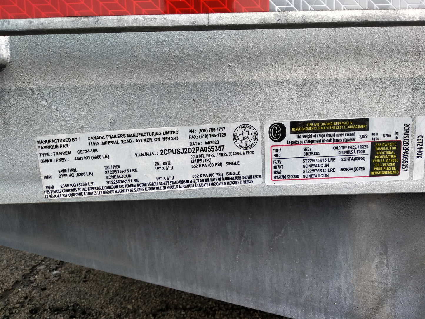 2023 CANADA TRAILERS CE724-10K Galvanized Car Trailer 7x24ft 9900lbs GVWR #55357