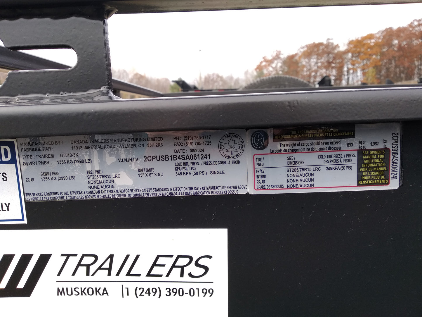 2025 Canada Trailers UT510-3K Utility Trailer 5x10 ft 2,990 lbs GVWR #61241