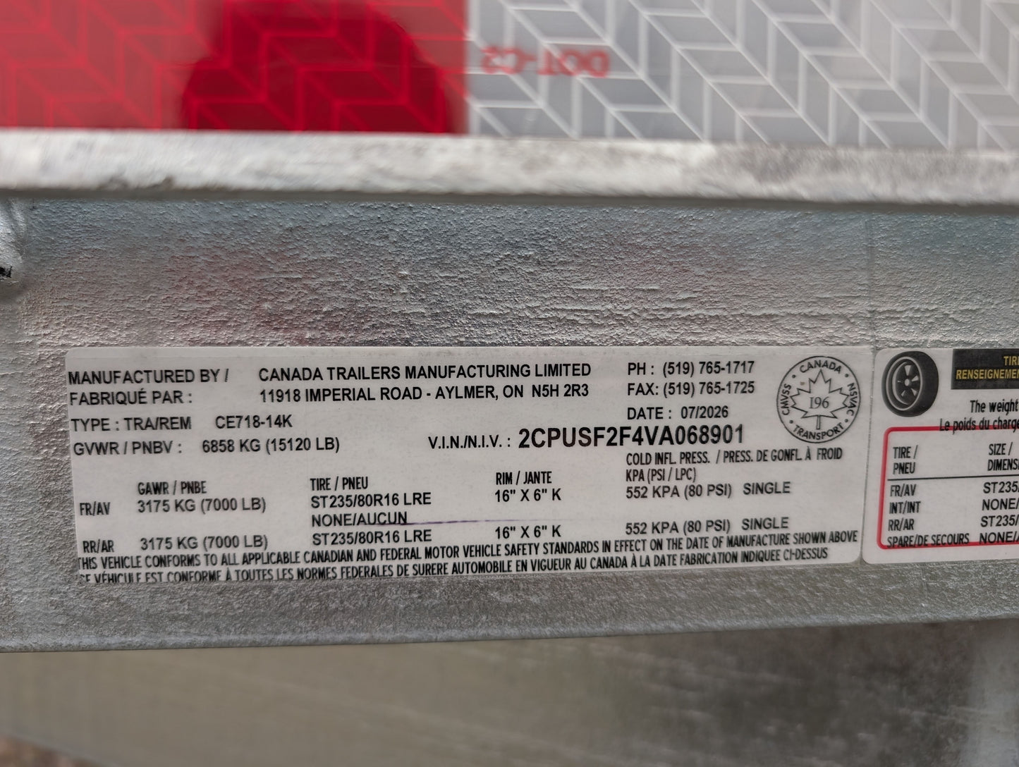 Cargo Equipment Trailer, 7 x 18', Canada Trailers