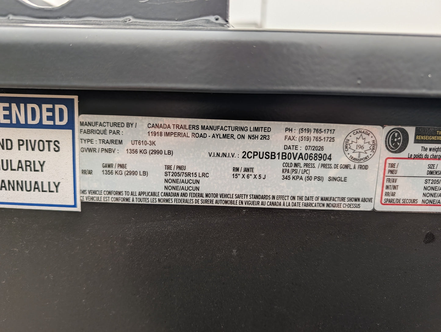 Utility Trailer, 6 x 10', Canada Trailers